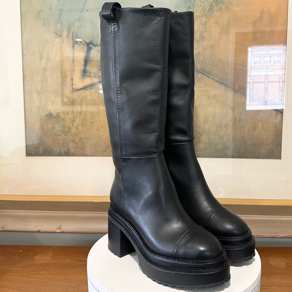 🌹CULT GAIA🌹 Hana Block Heel Leather Boots Black Size: 35 - Picture 6 of 13